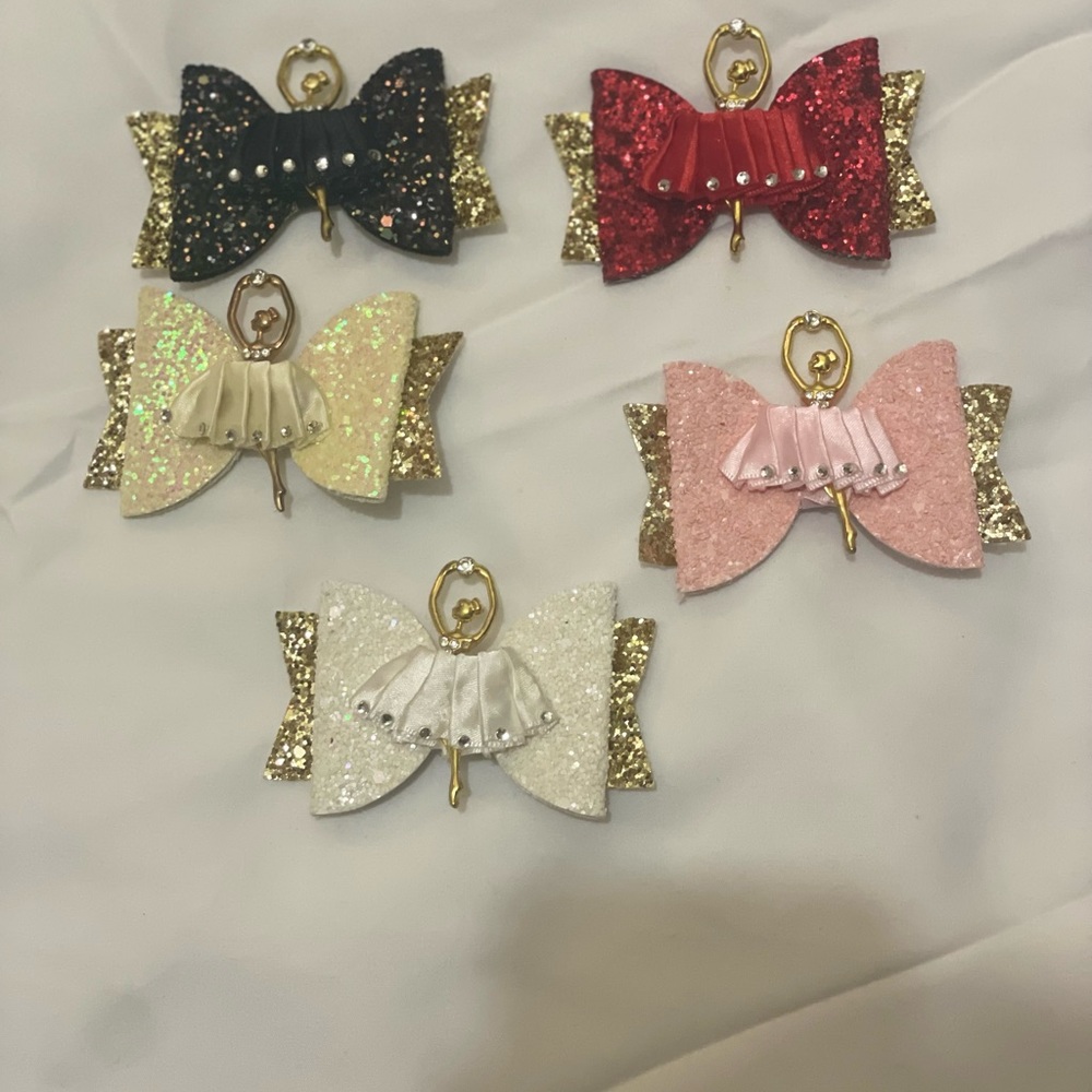 3.54 inch double layer shing glitter Ballerina hair clips
